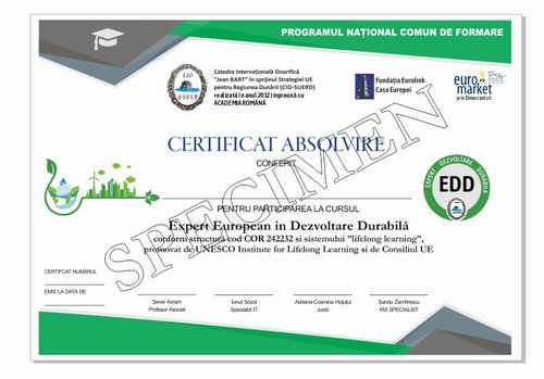 Certificat Expert in Dezvoltare Durabila 